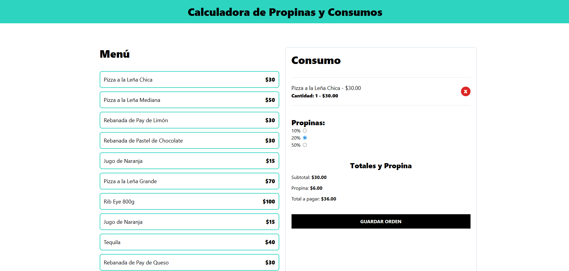Calculadora de Propinas