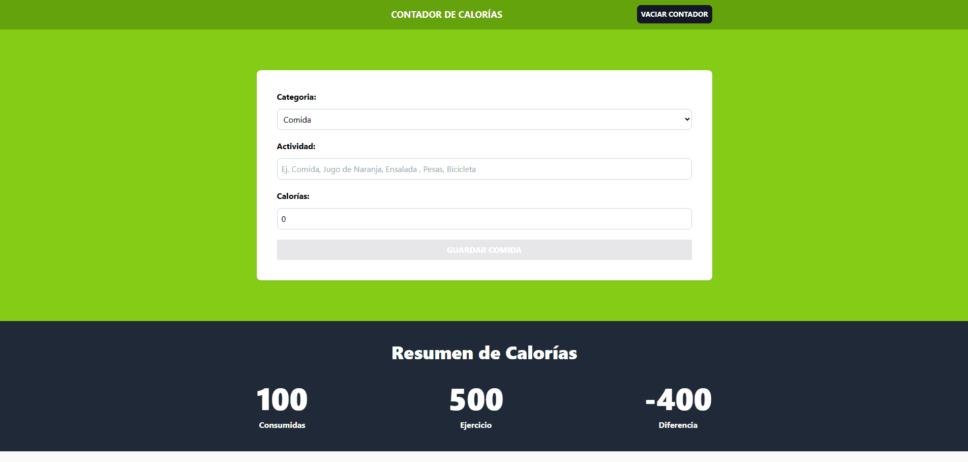 Contador de Calorías
