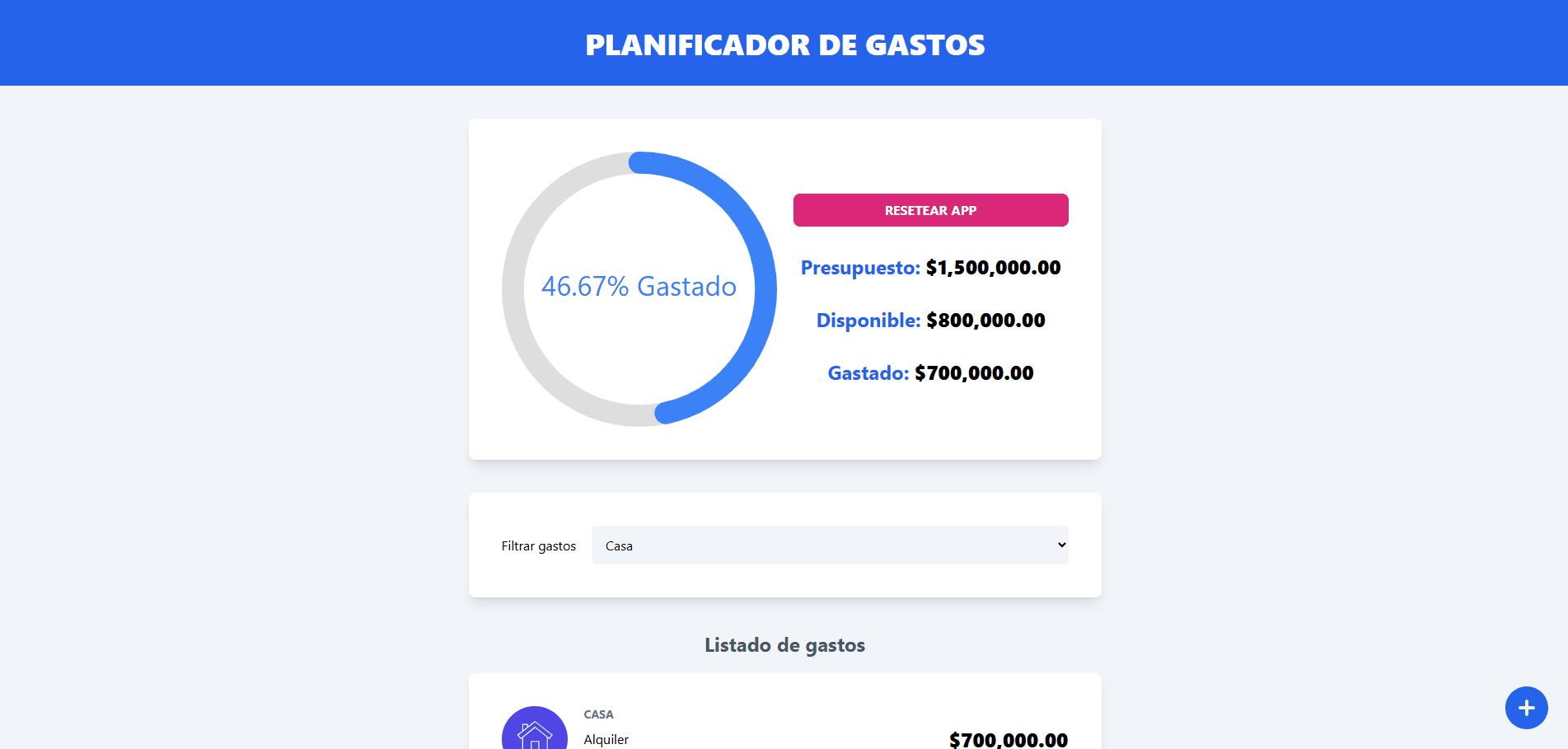 Planificador de Gastos