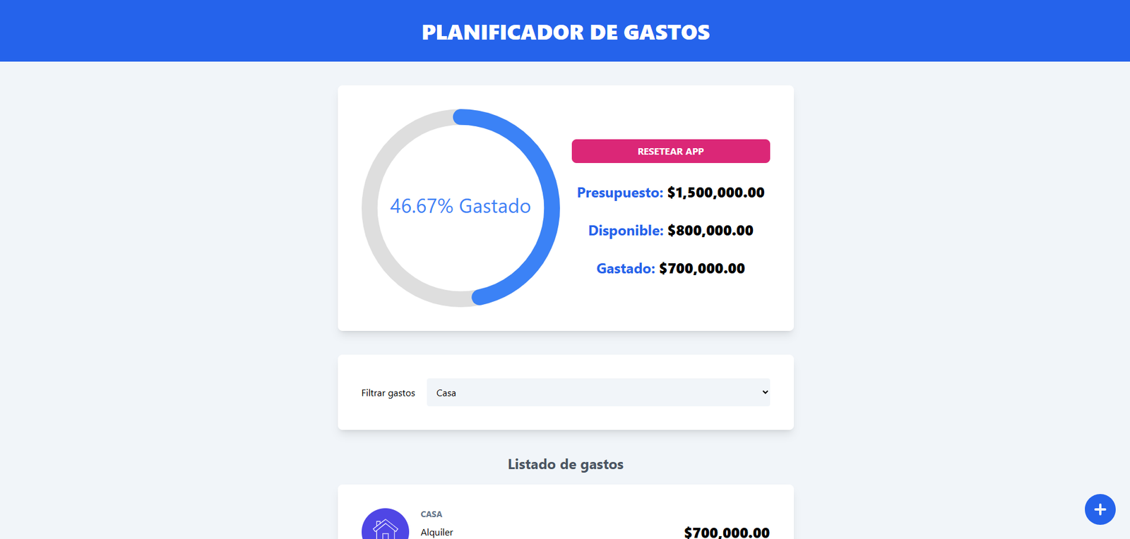Planificador de Gastos
